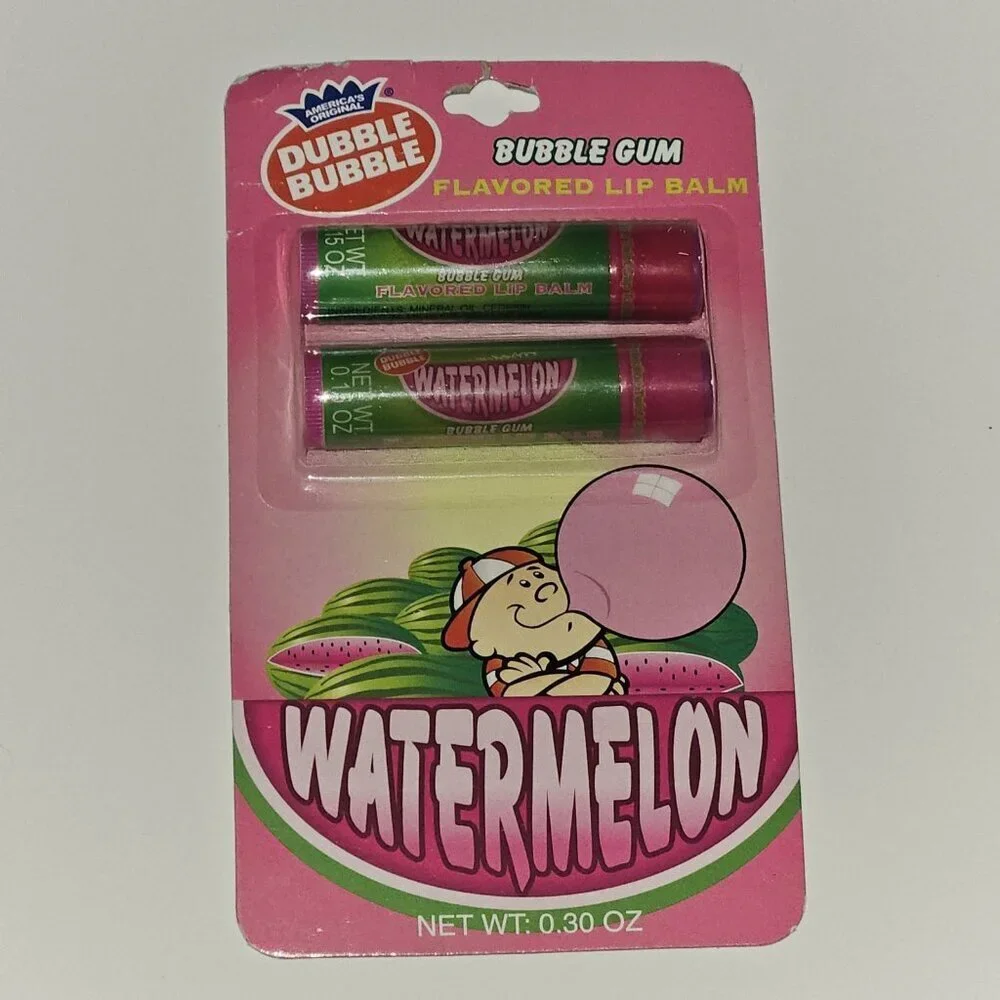 NOS Dubble Bubble Watermelon Bubble Gum Flavored Lip Balm 2-Pack 2010 READ